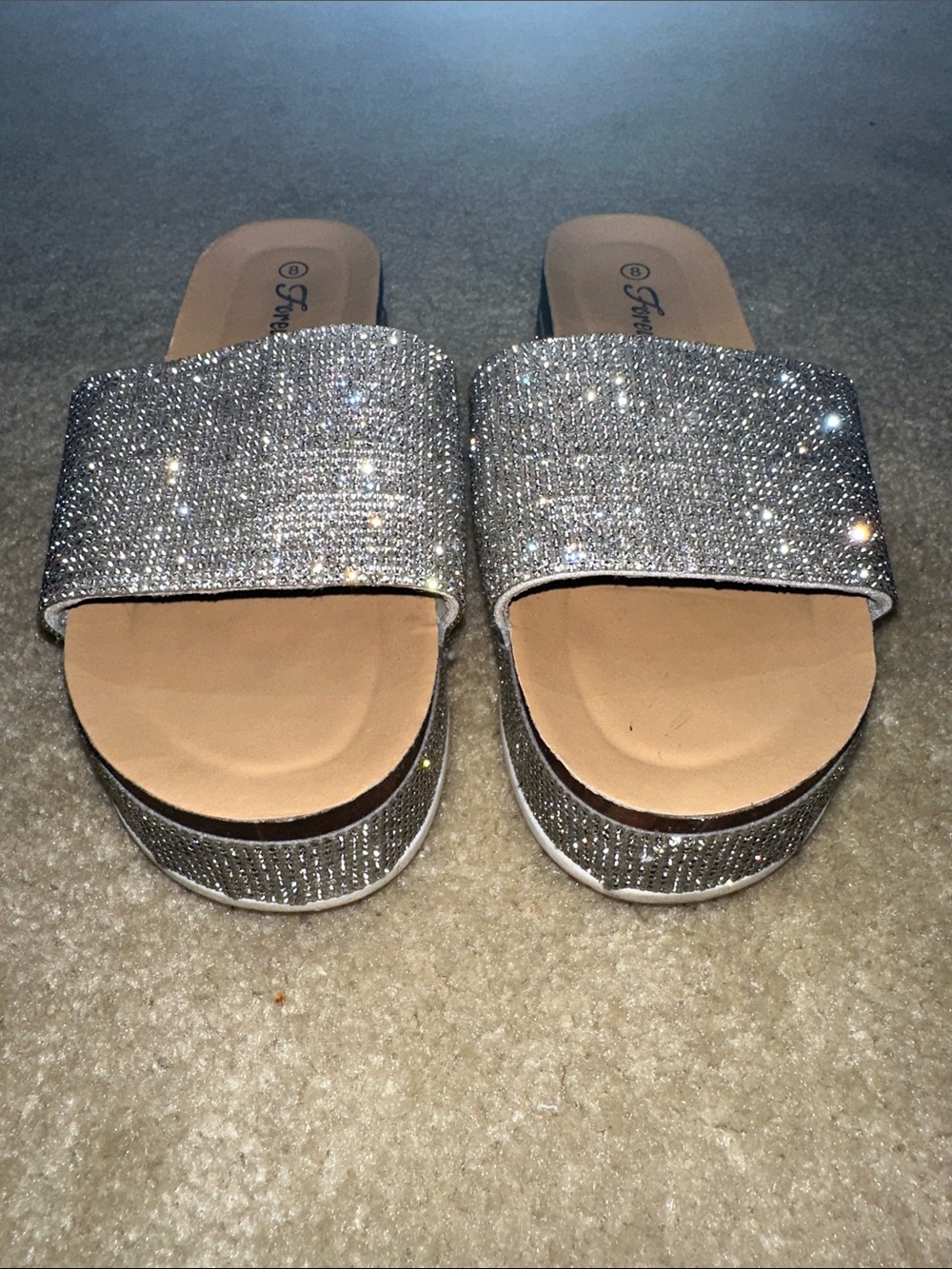 Forever 21 Rhinestone Slide Sandals in Silver - Picture 2 of 8